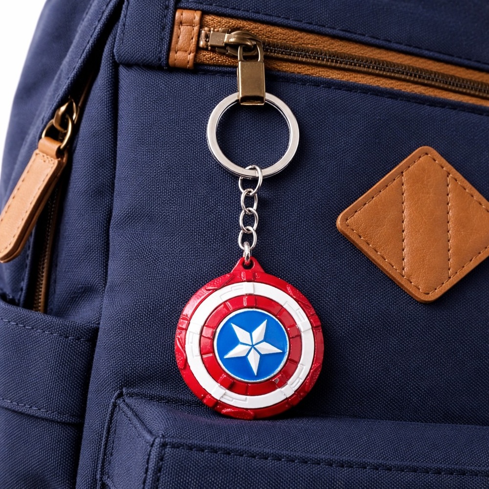 Captain America Shield Rotating Keychain Marvel Bag Charm